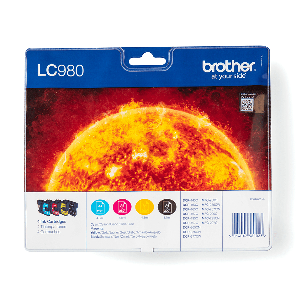 f3706da976891222d16c7041d1df980bc2355784 Brother LC-980VALBP Ink cartridge multi pack Bk,C,M,Y 360pg + 3x260pg Pack=4 for Brother DCP 145 C
