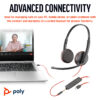 HP Poly Blackwire 3225 Stereo USB-C Headset +3.5mm Plug +USB-C/A Adapter (Bulk)