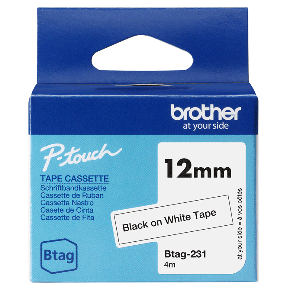 fba7c05fed57af4bfc2d1d229c7e88e971b55999 Brother BTAG-231 DirectLabel-etikettes black on white 12mm x 4m for Brother Btag 12mm
