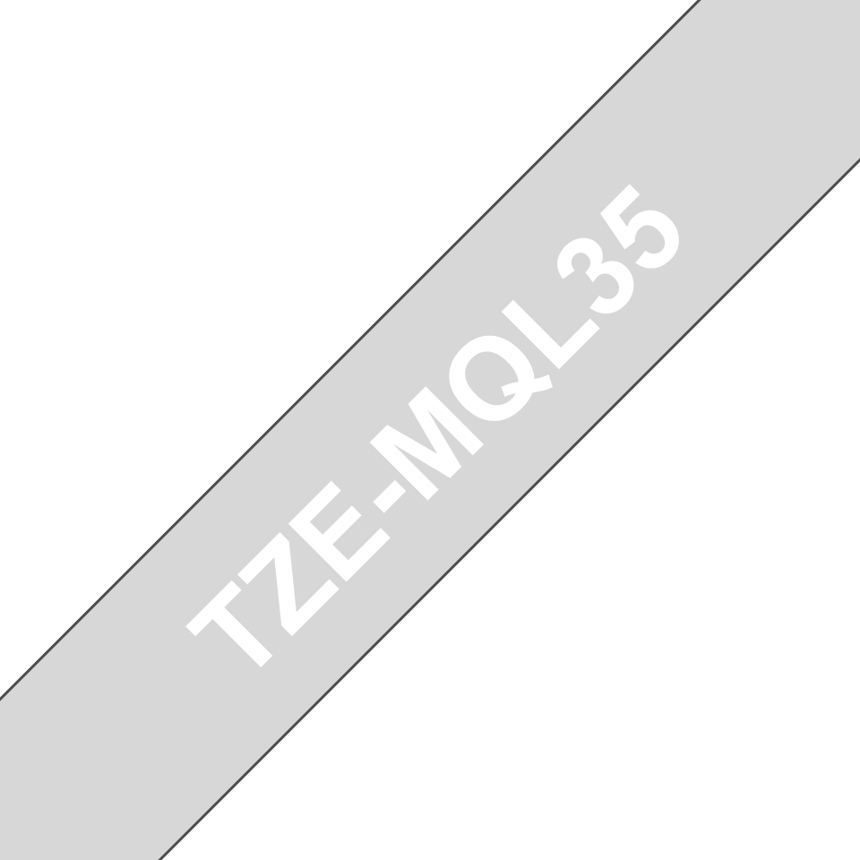 febed1aec64ccd3a46812dcee3eb1e40a42c0c2b Brother TZE-MQL35 DirectLabel white on gray Laminat 12mm x 8m for Brother P-Touch TZ 3.5-18mm/6-12mm/6-18mm/6-24mm/6-36mm