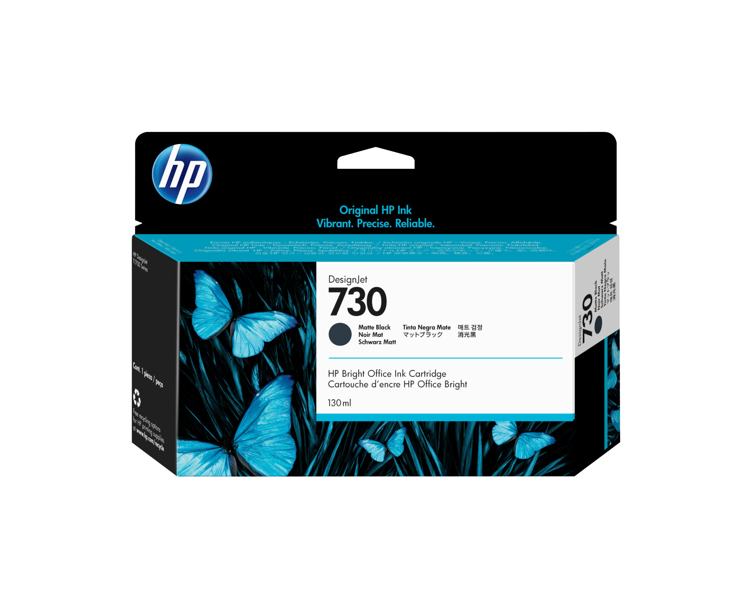 9e027c5c5b601699886b2fd7bd9a4578a8b89eb8 HP P2V65A/730 Ink cartridge black matt 130ml for HP DesignJet T 1600/1700/940