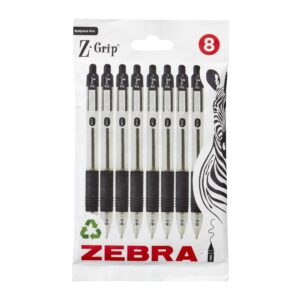 Zebra Z-Grip Retractable Ballpoint Pen 1mm Tip Black Pack of 8