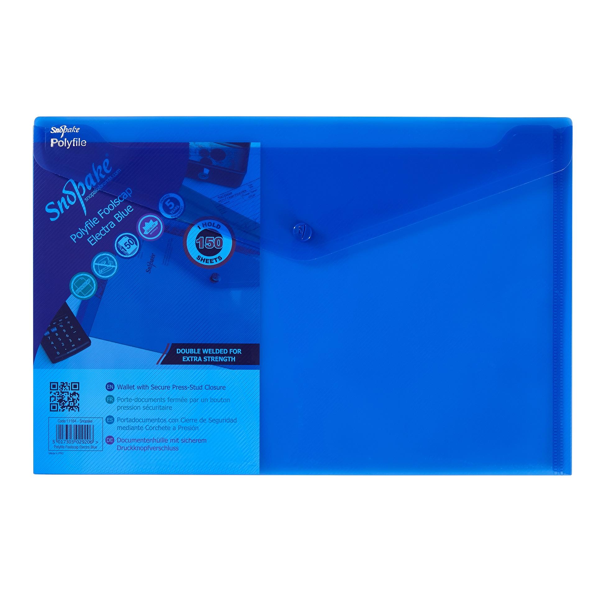 Snopake Polyfile Foolscap Electra Blue- 5 Files