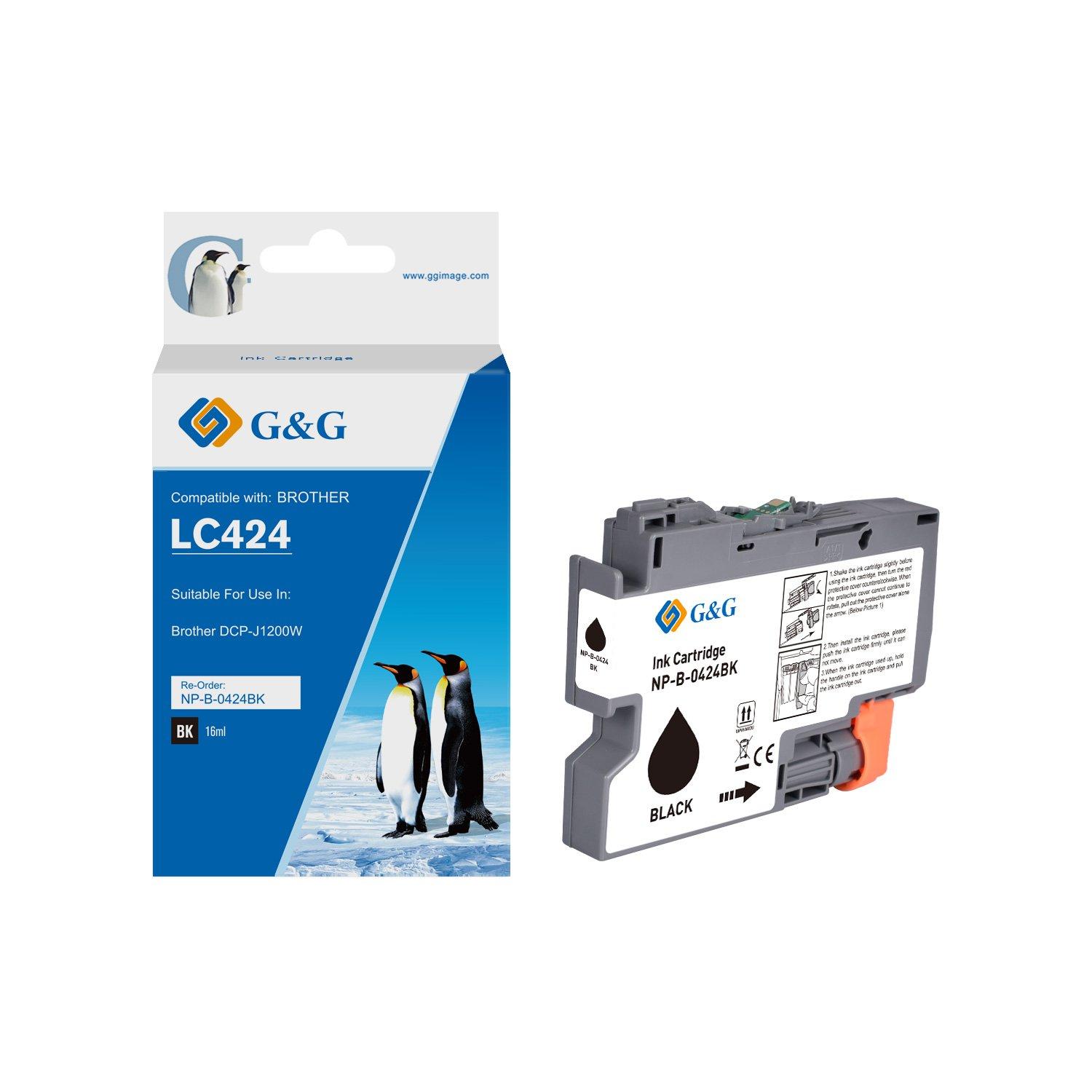 Compatible Brother LC424BK Black Ink Cartridge 16ml Pigment Ink 750 Pages