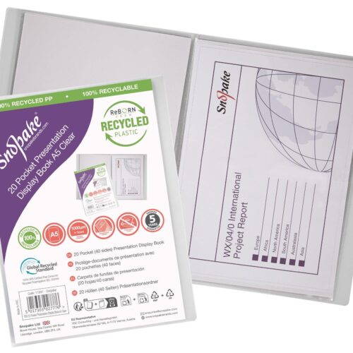 Snopake Presentation Display Book 20 pocket / 40 sides to view A5 Clear- 1 Book