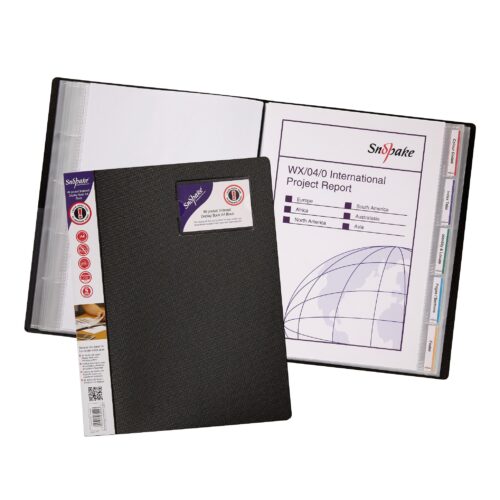 Snopake Display Book Indexed 40 pocket / 80 sides to view A4 Black- 5 Books