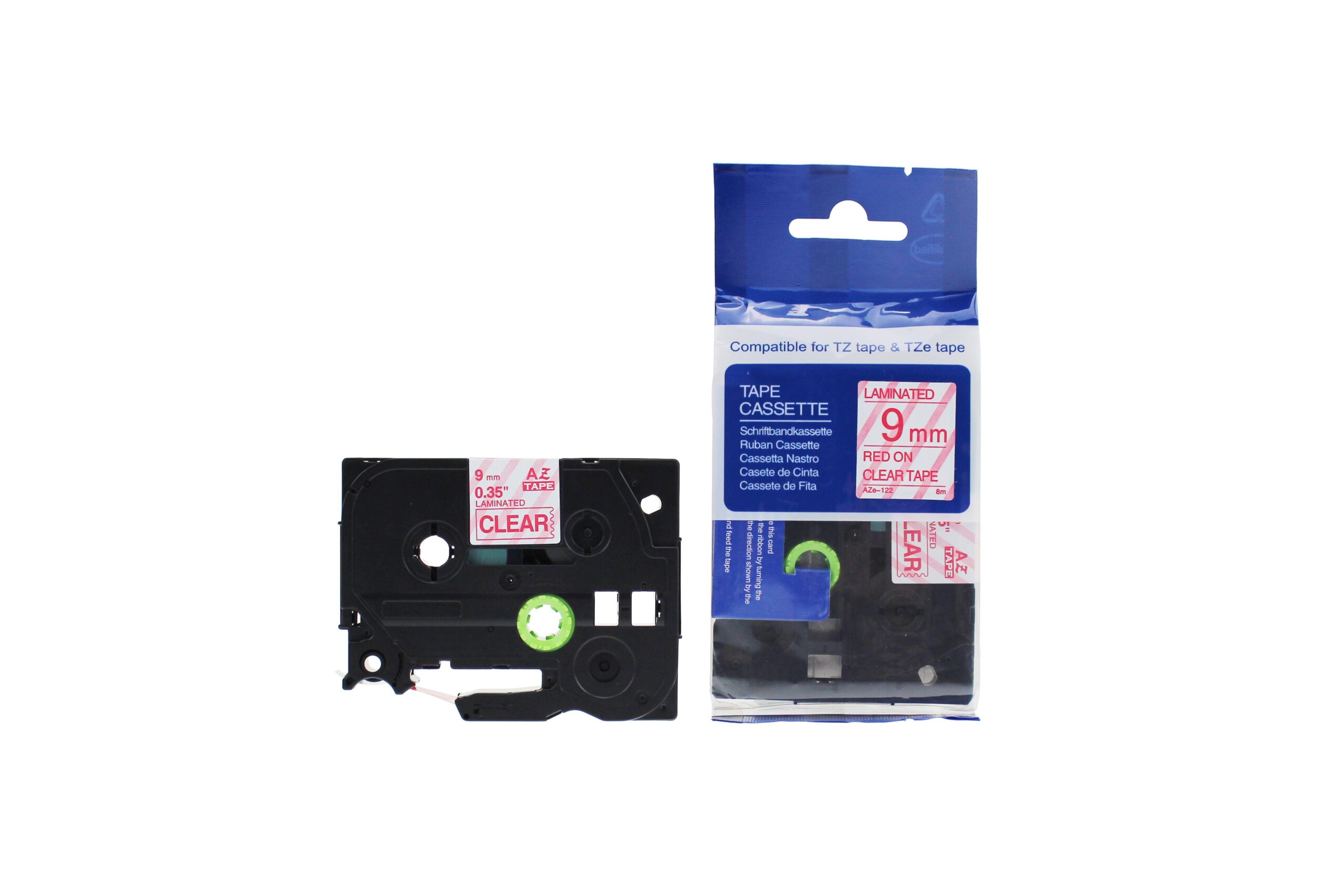 Compatible Brother P Touch TZe-122 (YT-122) Labelling Tape Cassette Red on Clear also for TZ-122
