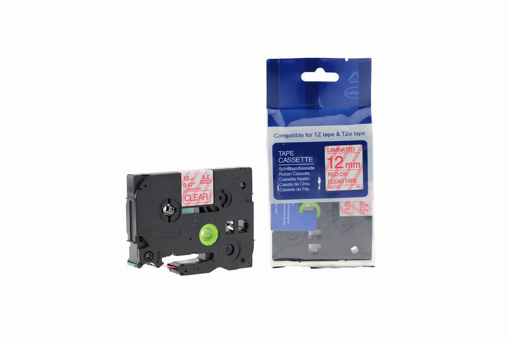 Compatible Brother P Touch TZe-132 (YT-132) Labelling Tape Cassette Red on Clear also for TZ-132