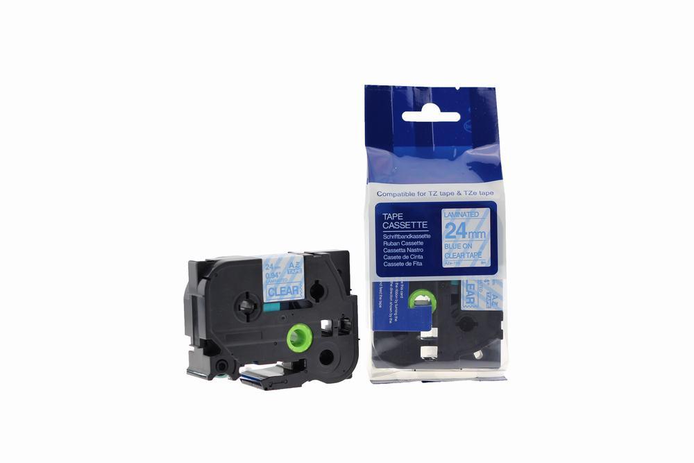 Compatible Brother P-Touch Tze-153 Labelling Tape Cassette Blue on Clear also for TZ-153