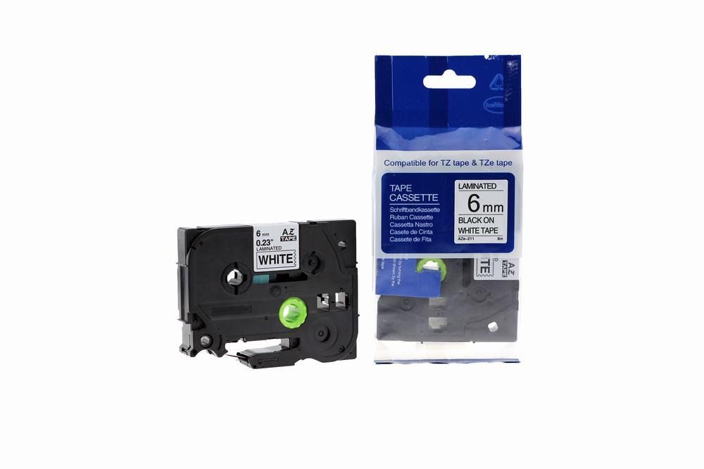 Compatible Brother P-Touch TZe-211 Labelling Tape Cassette Black on White also for TZ-211