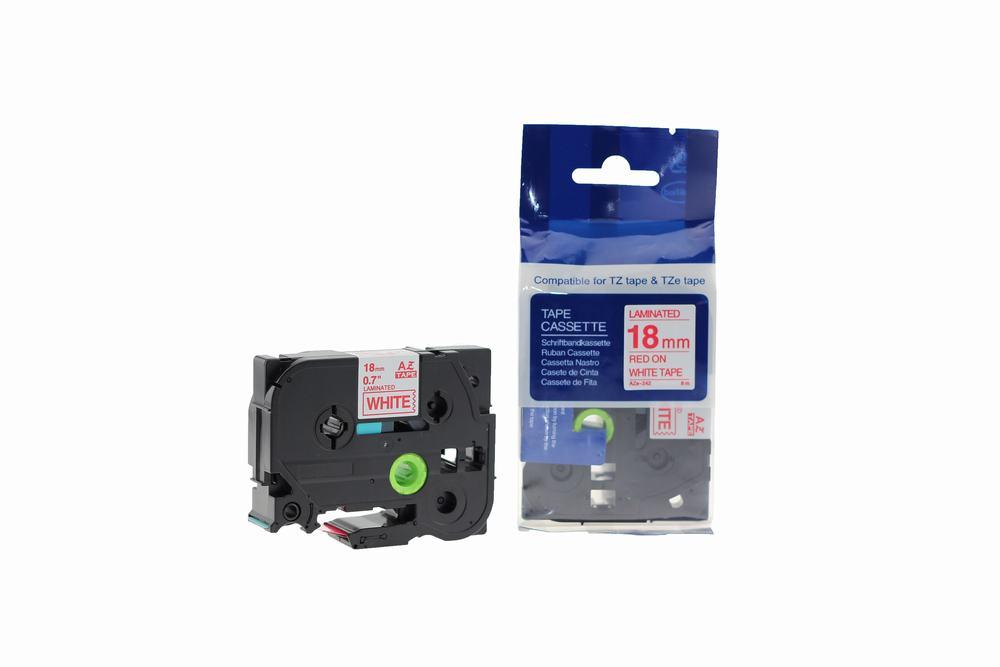 Compatible Brother P Touch TZe-242 (YT-242) Labelling Tape Cassette Red on White also for TZ-242