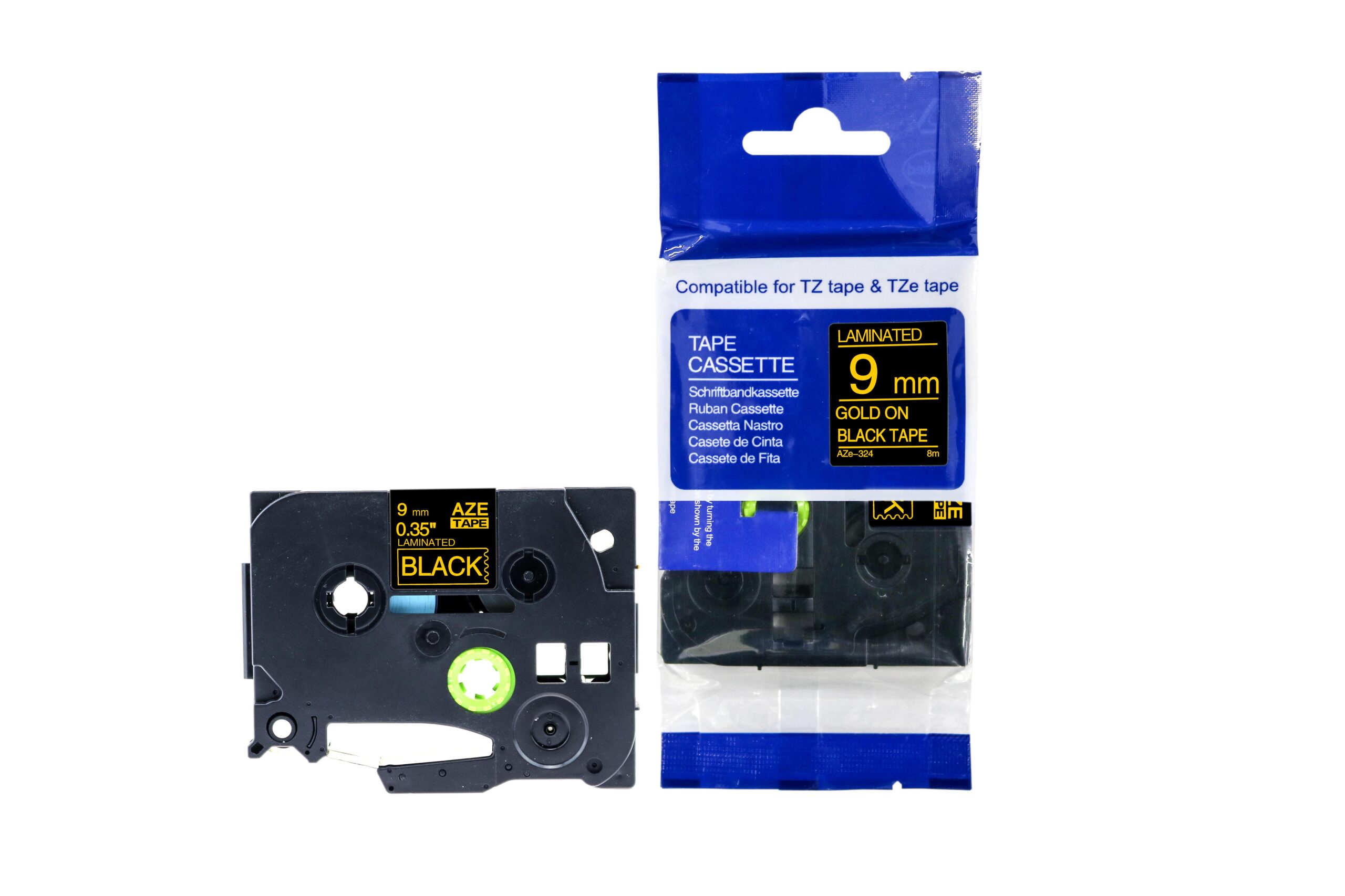 Compatible Brother P-Touch TZe-324 Labelling Tape Cassette Gold on Black also for TZ-324