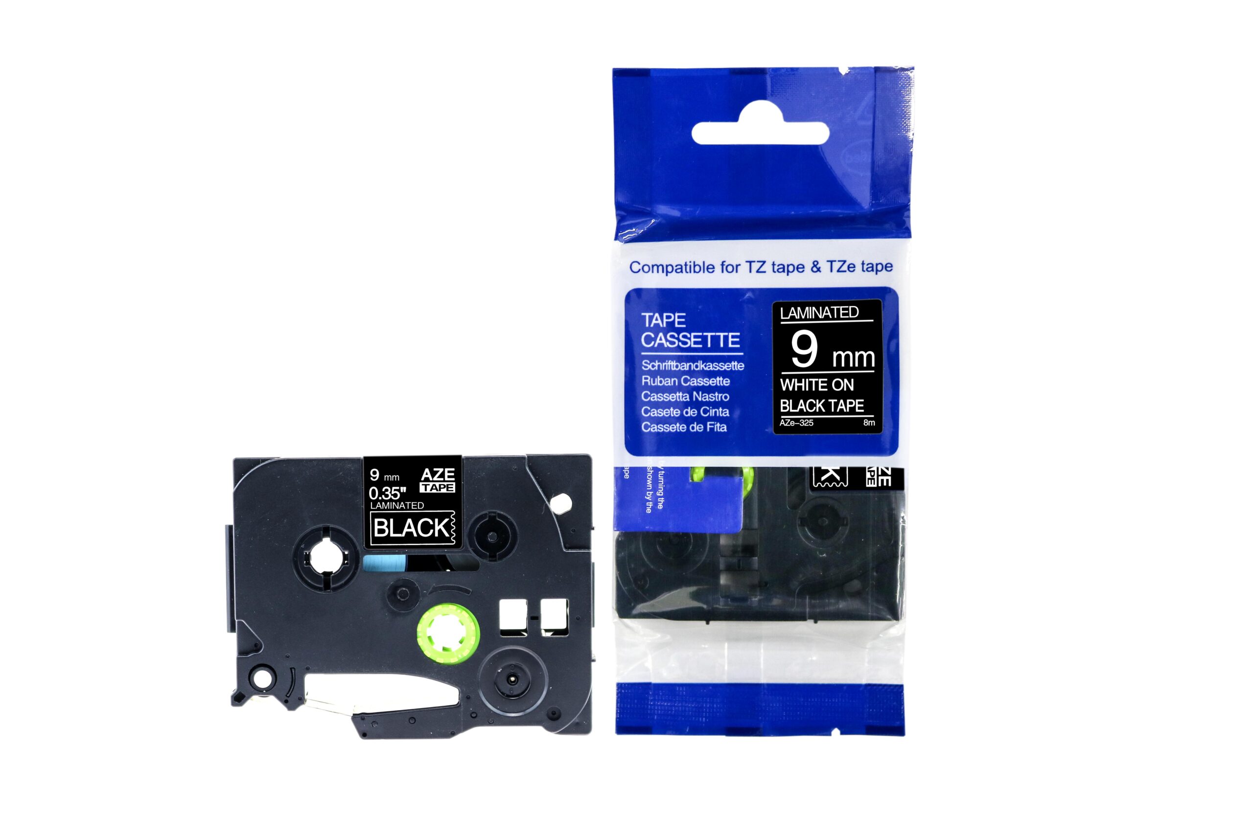 Compatible Brother P-Touch TZe-325 Labelling Tape Cassette White on Black also for TZ-325