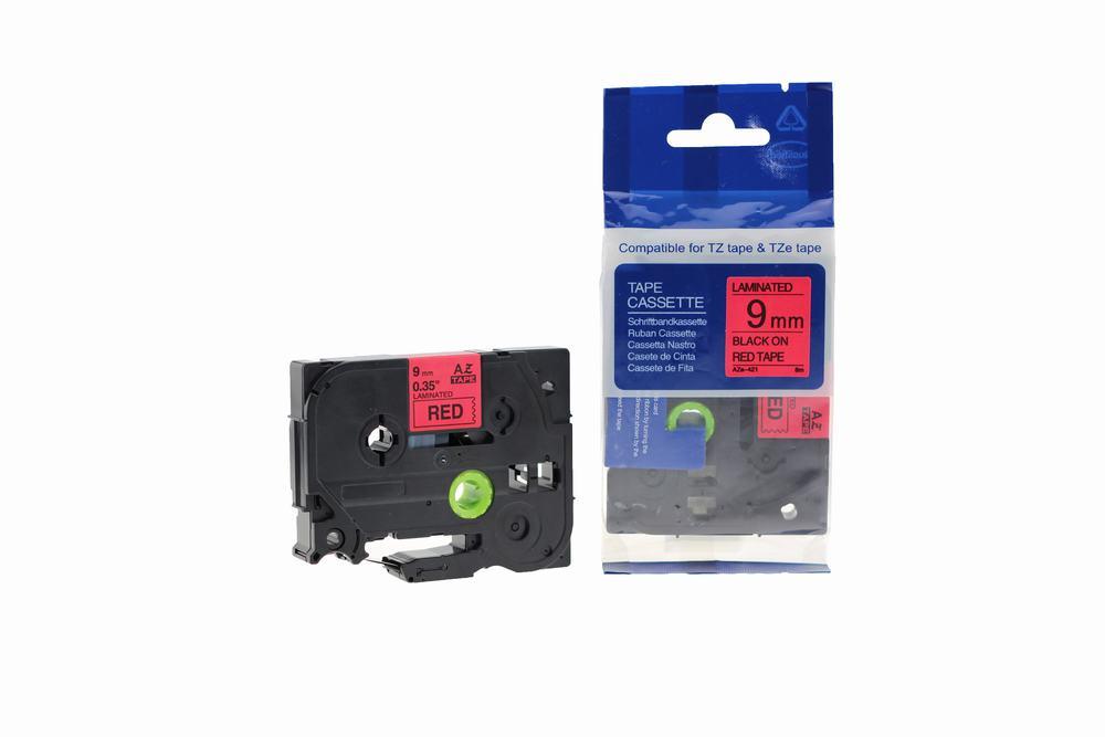 Compatible Brother P Touch TZe-421 (YT-421) Labelling Tape Cassette Black on Red also for TZ-421