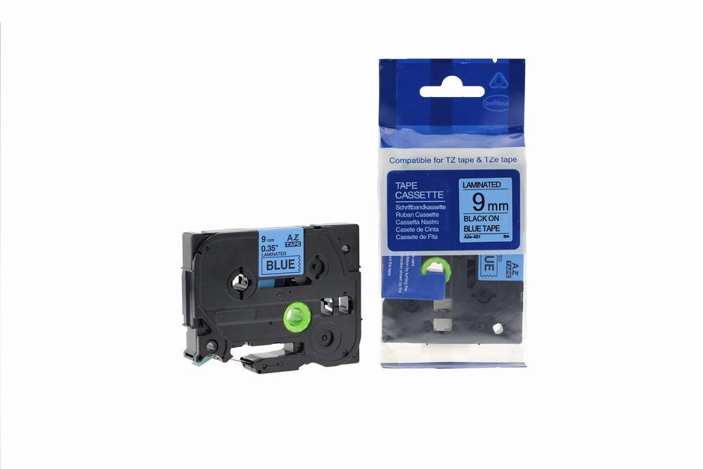 Compatible Brother P Touch TZe-521 (YT-521) Labelling Tape Cassette Black on Blue also for TZ-521