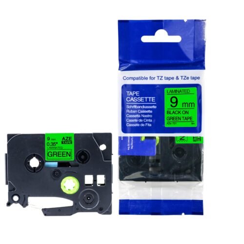 Compatible Brother P-Touch TZe-721 Labelling Tape Cassette Black on Green also for TZ-721