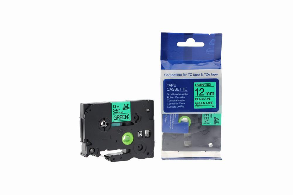 Compatible Brother P-Touch TZe-731 Labelling Tape Cassette Black on Green also for TZ-731