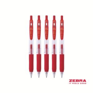 Zebra Eco SARASA Gel Retractable Rollerball CLIP 0.7mm Pen Red Ink Box 10
