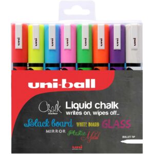 Uni-ball PWE-5M Chalk Marker Medium Bullet Tip Assorted Pack of 8