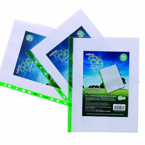Snopake Bio2 Punched Pockets A4 Clear- 1 Pack of 100