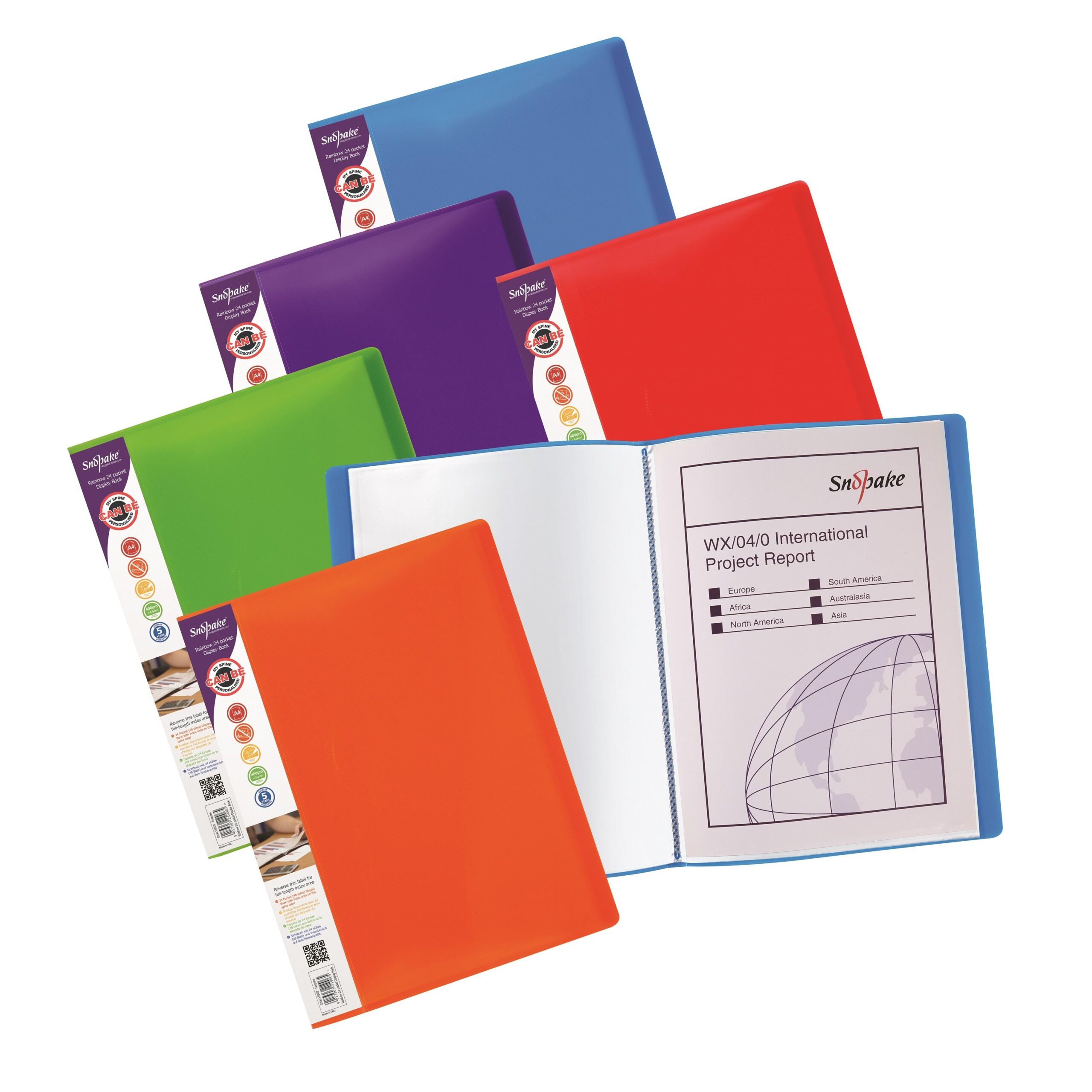 Snopake Rainbow Display Book 24 Pocket / 48 sides to view A4 Assorted- 5 Books