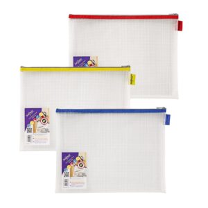 Snopake EVA Mesh Zippa Bag Foolscap Assorted- 3 Bags