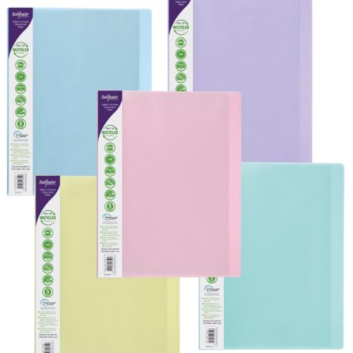 Snopake GRS ReBorn Display Book 24 Pocket / 48 sides to view A4 Pastel Asstd- 5 Books