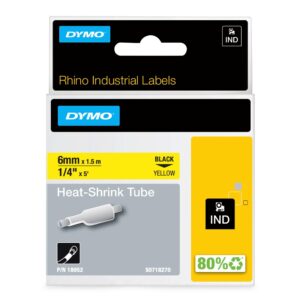 Original Dymo 18052/S0718270 Heat Shrink Tubes black / yellow 6mm x 1.5m for Dymo Rhino 6-12mm/19mm/24mm