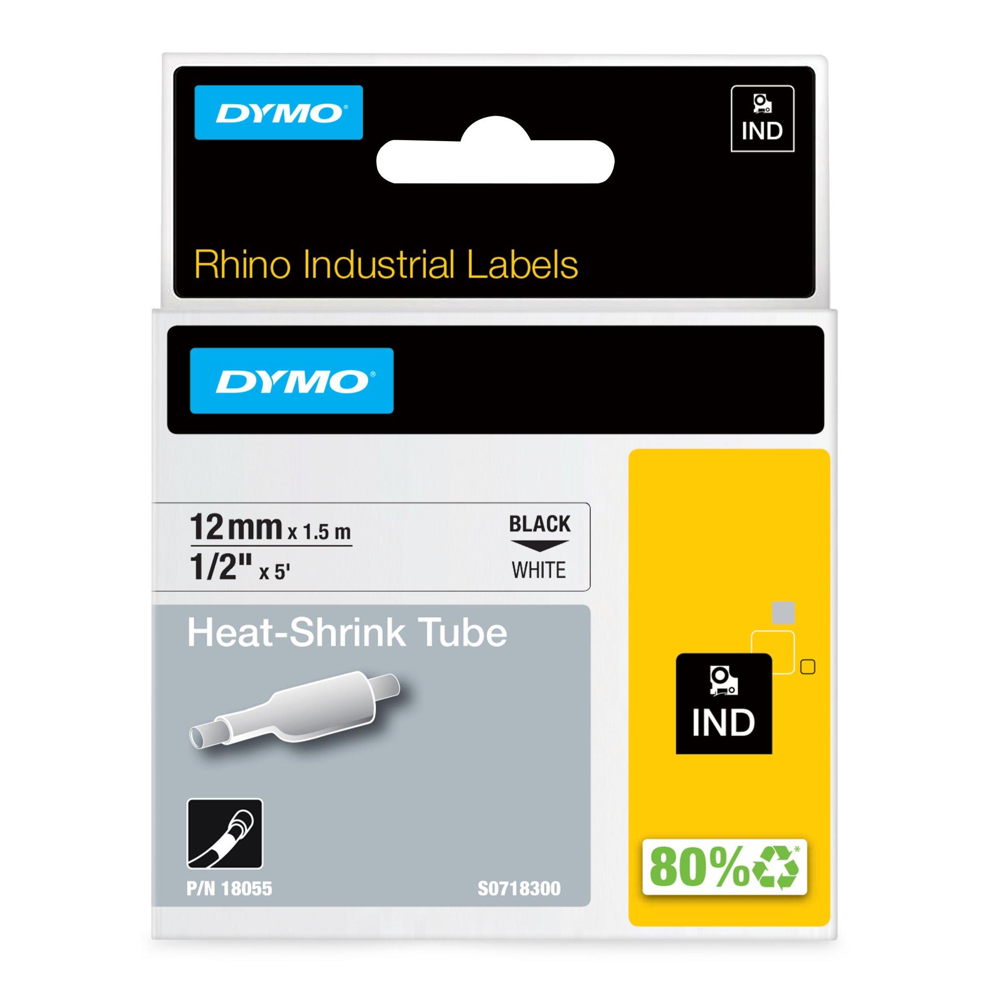 Original Dymo 18055/S0718300 Heat Shrink Tubes black on white 12mm x 1.5m for Dymo Rhino 6-12mm/19mm/24mm