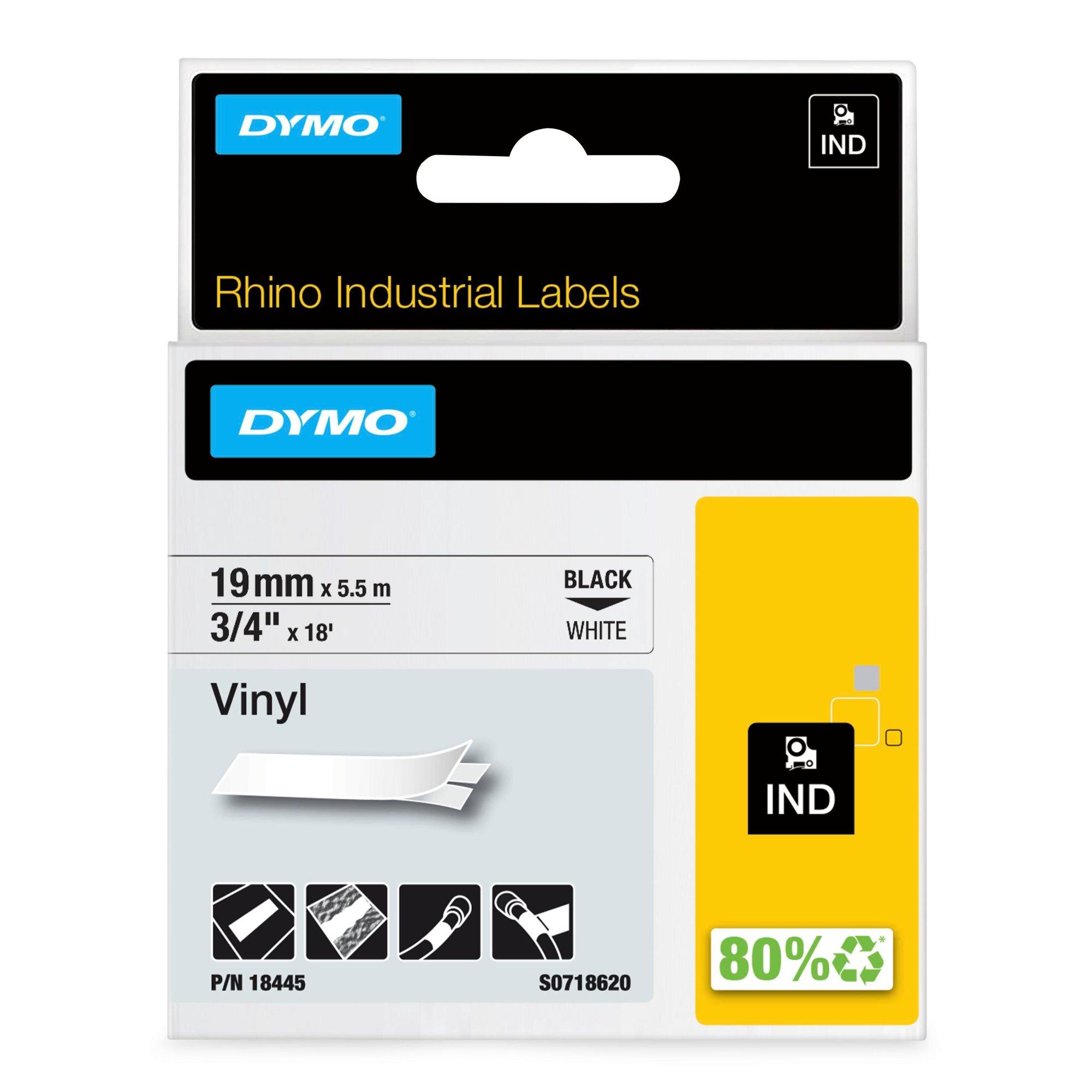 Original Dymo 18445/S0718620 Ribbon Vinyl black on white 19mm x 5.5m for Dymo Rhino 6-19mm/24mm