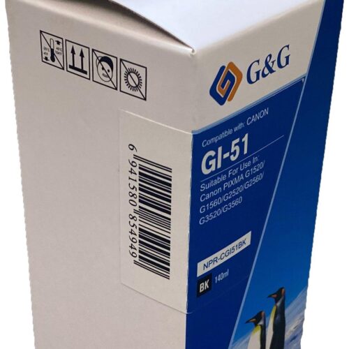 Compatible Canon G+G GI-51PGBK Black Ink Bottle 4529C001 140ml Ink 6000 Pages