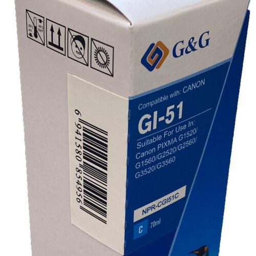 Compatible Canon G+G GI-51C Cyan Ink Bottle 4546C001 70ml Ink 7700 Pages