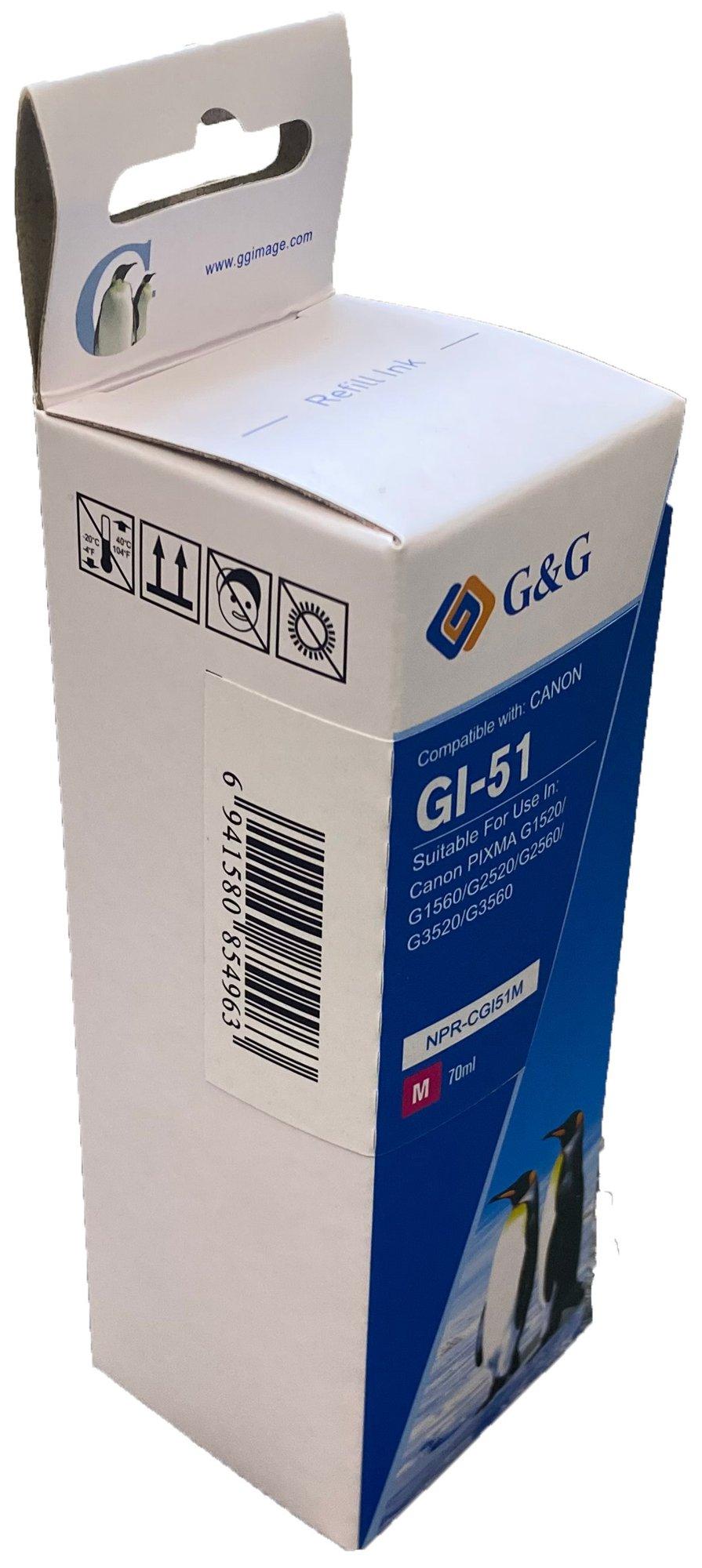 Compatible Canon G+G GI-51M Magenta Ink Bottle 4547C001 70ml Ink 7700 Pages