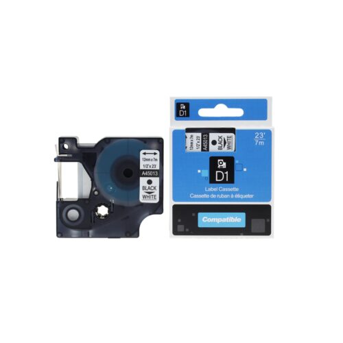 Compatible Dymo LM360D Labelling Tape Cassette 45013 S0720530 Black on White