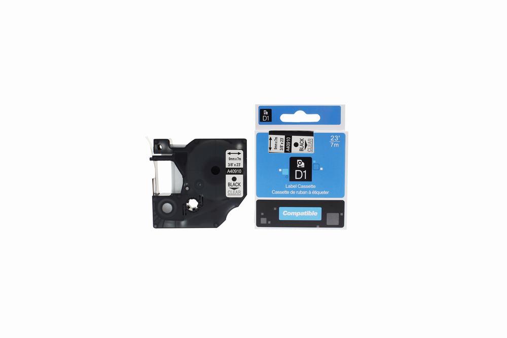 Compatible Dymo YT-40910 S0720670 Labelling Tape Cassette Black on Clear