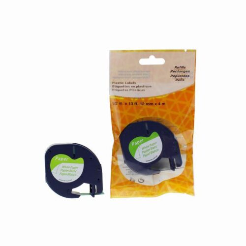 Compatible Dymo 91200 Paper Labelling Tape Cassette Black on White 12mm x 4m LetraTAG