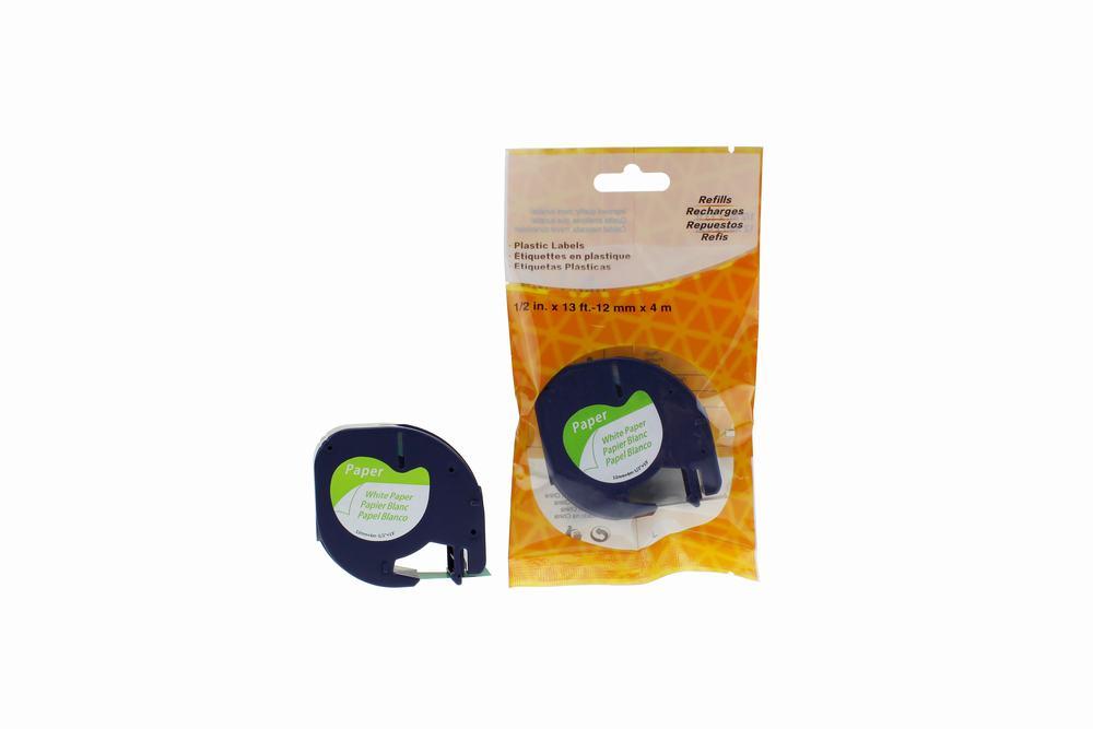 Compatible Dymo 91200 Paper Labelling Tape Cassette Black on White 12mm x 4m LetraTAG