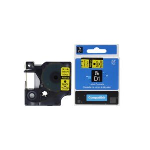 Compatible Dymo Labelling Tape Cassette 45018 S0720580 Black on Yellow