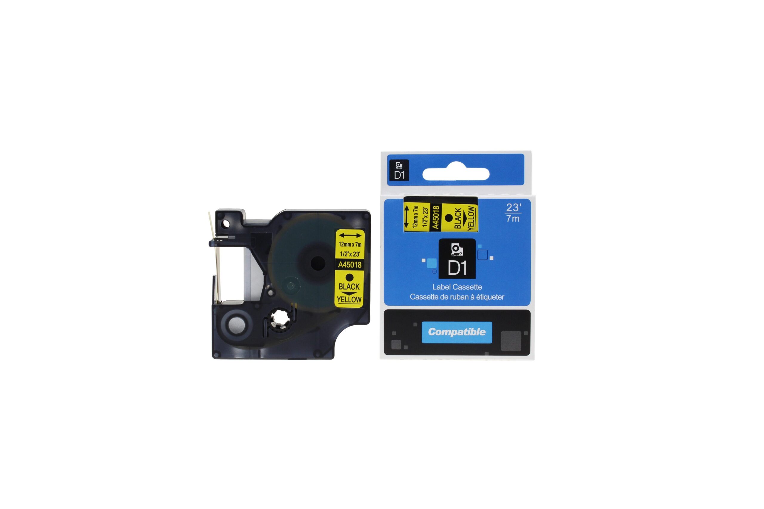 Compatible Dymo Labelling Tape Cassette 45018 S0720580 Black on Yellow