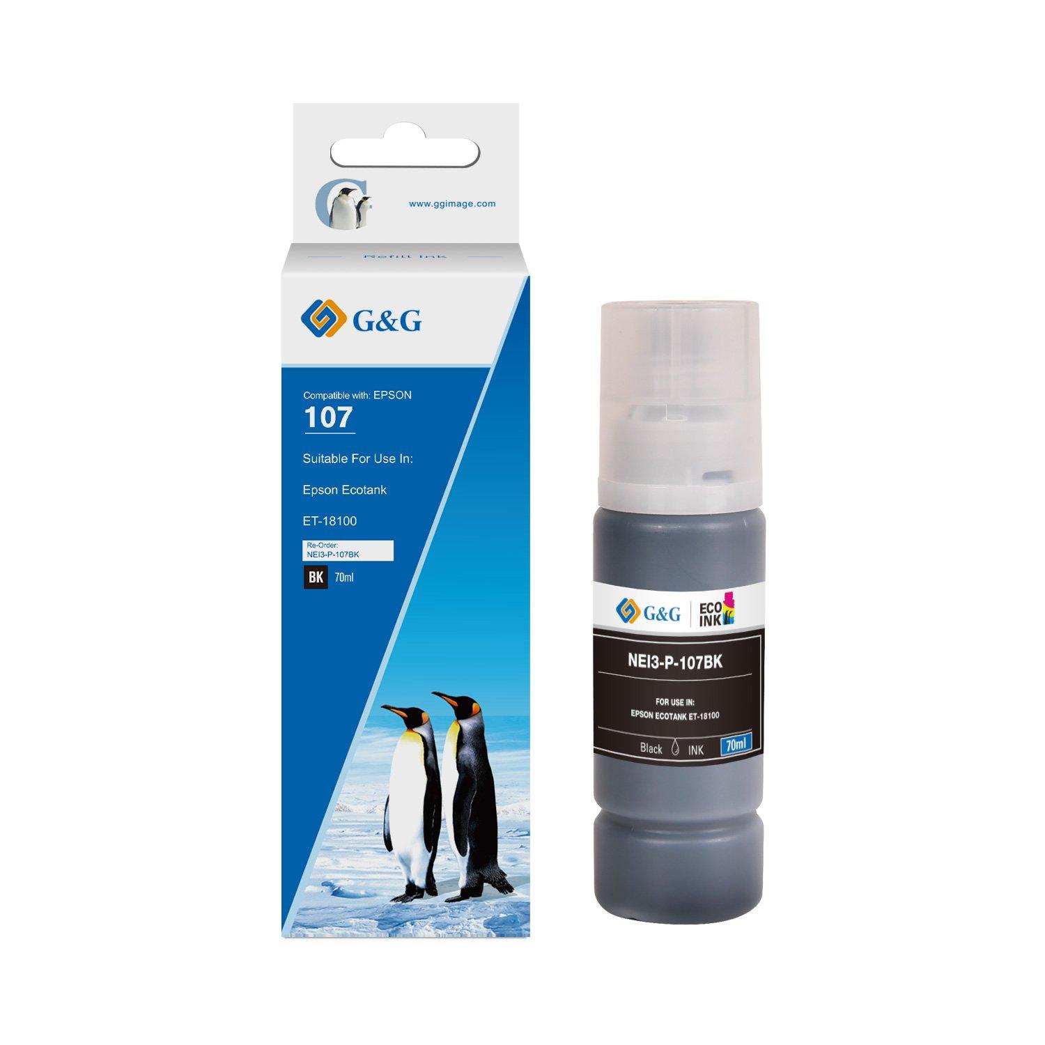 Compatible Epson G+G 107 Black Ink Bottle C13T09B140 70ml Ink 5600 Pages