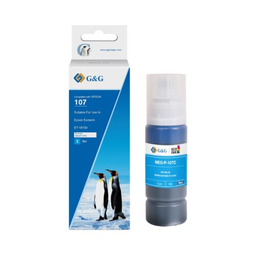 Compatible Epson G+G 107 Cyan Ink Bottle C13T09B240 70ml Ink 7200 Pages