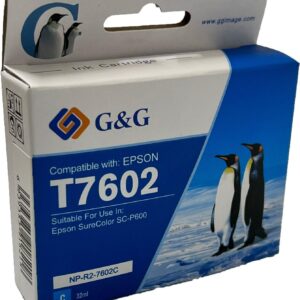 Compatible Epson G+G T7602 Cyan Wide Format Ink Ctg C13T760240