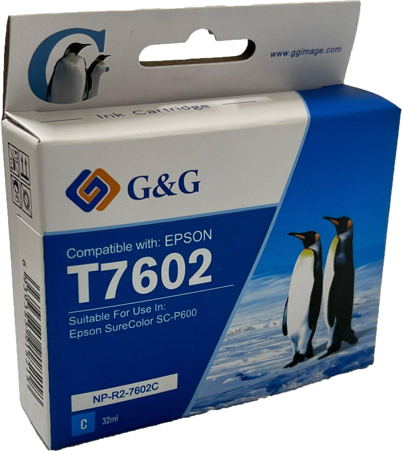 Compatible Epson G+G T7602 Cyan Wide Format Ink Ctg C13T760240
