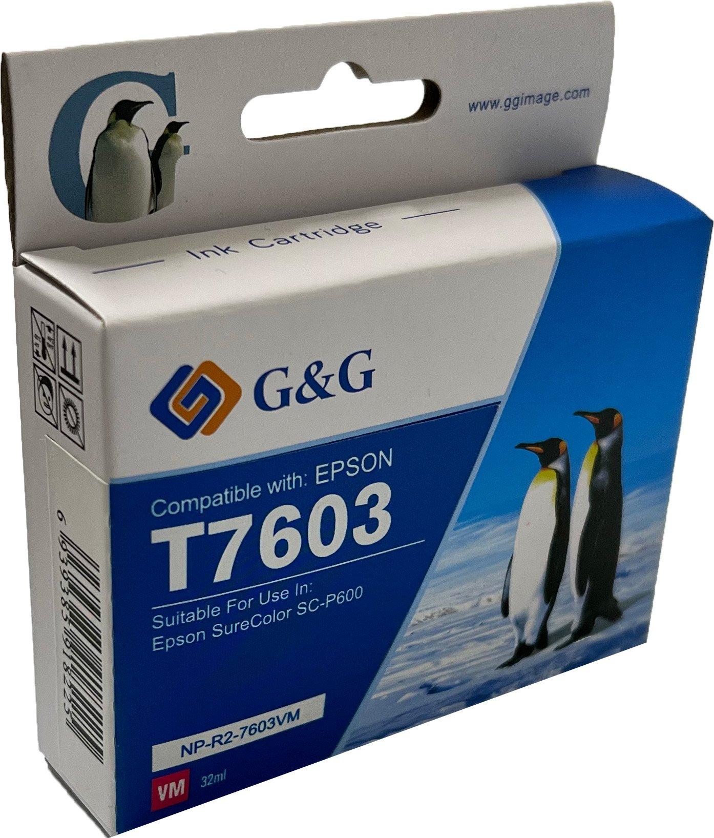 Compatible Epson G+G T7603 Vivid Magenta Wide Format Ink Ctg C13T760340