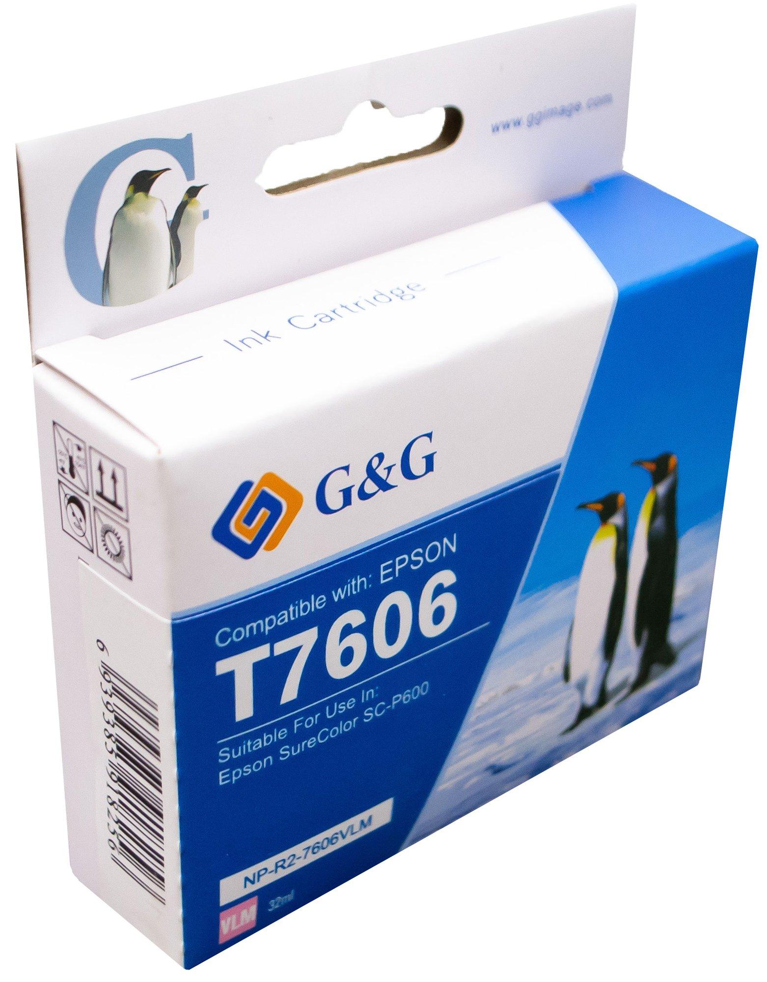Compatible Epson G+G T7606 Vivid light Magenta Wide Format Ink Ctg C13T760640