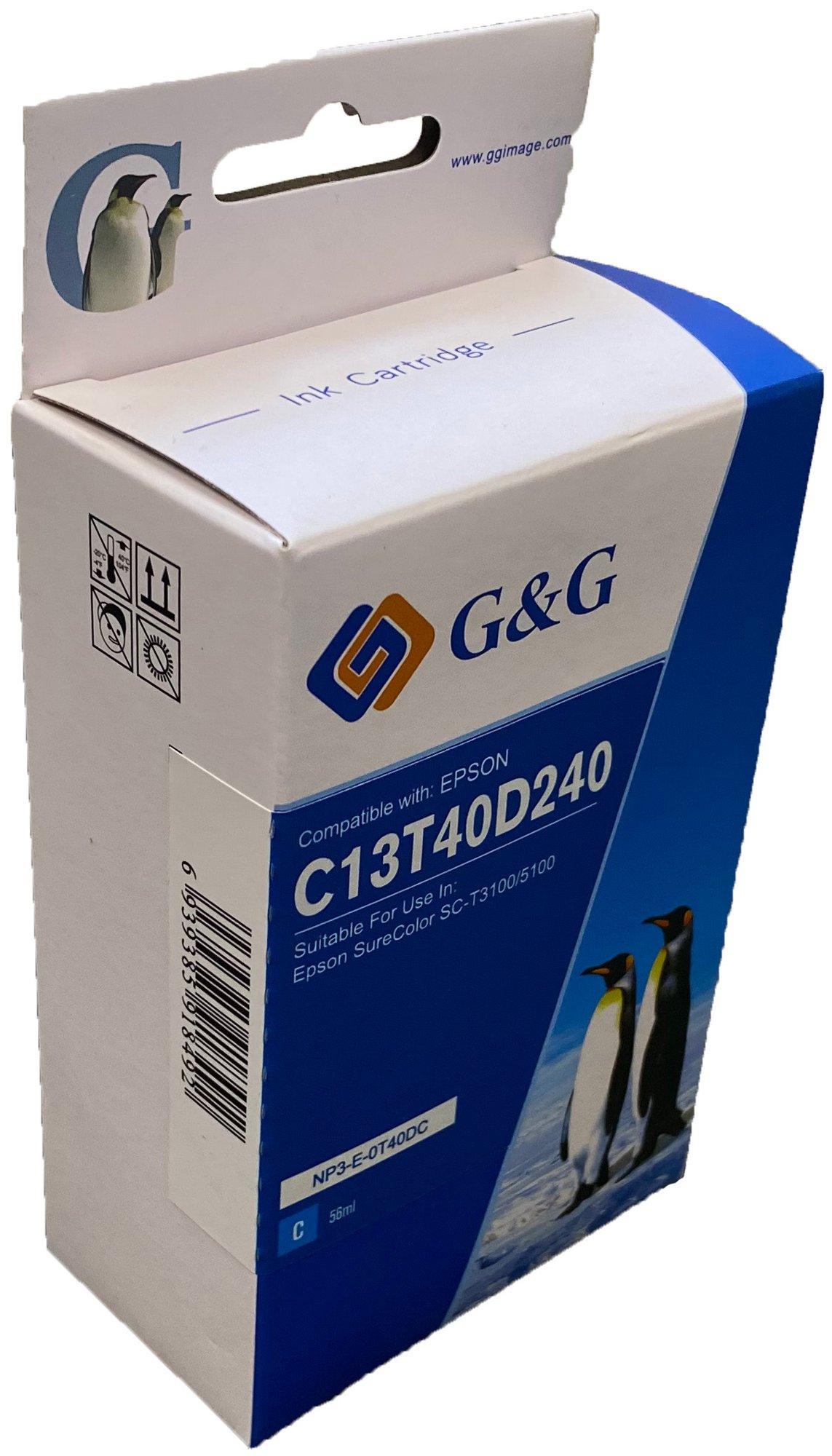 Compatible Epson G+G T40D2 Cyan Wide Format Ink Ctg C13T40D240