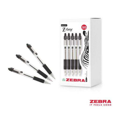 Zebra Z-Grip Retractable Ballpoint Pen Black Ink 50 Pack