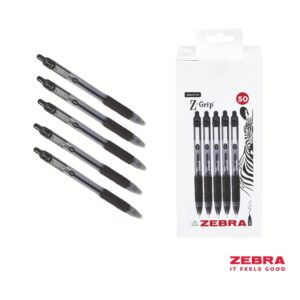 Zebra Z-Grip Smooth Retractable Ballpoint Pen Black Ink Box of 50