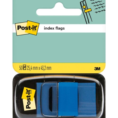Post-it® Index Flags Medium Blue 25.4 mm x 43.2 mm 50 Flags/Dispenser 1 Dispenser/Pack