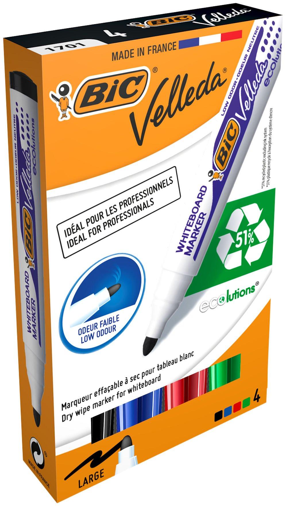 BIC Velleda 1701 Whiteboard Marker Bullet Tip 1.5mm Line Assorted Pack of 4